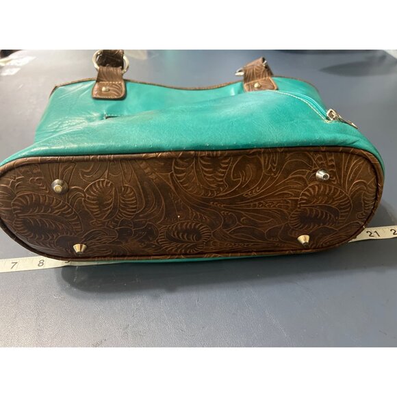 Western Turquoise  Bag Embellished Cross Design SMALL FLAW Cogril Rodeo Ranch - Picture 11 of 11
